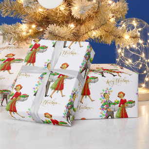 Weihnachten im Vintage-Stil, Paar der 1950er Jahre Geschenkpapier