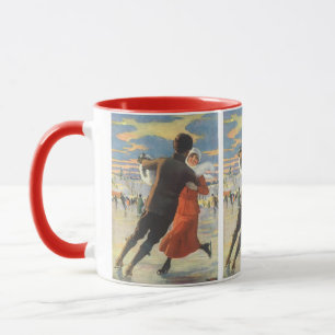 Weihnachten im Vintage-Stil, romantisches Paar bei Tasse