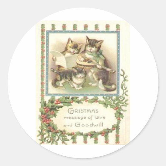 Weihnachten im Vintage-Stil Runder Aufkleber (Vorderseite)