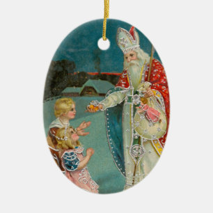 Weihnachten im Vintage-Stil Sankt Nikolaus Keramik Ornament