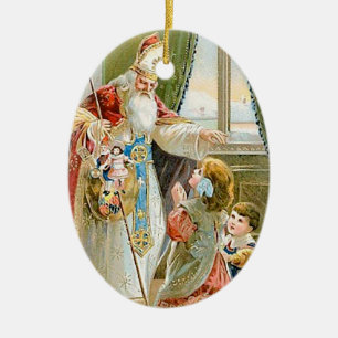 Weihnachten im Vintage-Stil Sankt Nikolaus Keramikornament