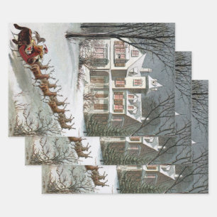 Weihnachten im Vintage-Stil, Sankt Nikolaus mit Re Geschenkpapier Set