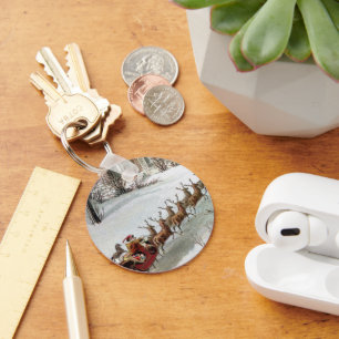 Weihnachten im Vintage-Stil, Sankt Nikolaus mit Re Schlüsselanhänger