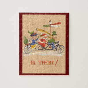 Weihnachten im Vintage-Stil, Santa Claus fährt Fah Puzzle