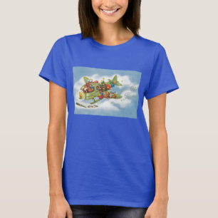 Weihnachten im Vintage-Stil, Santa Claus fliegt ei T-Shirt