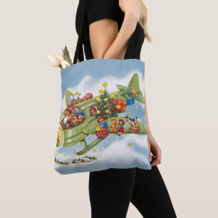 Weihnachten im Vintage-Stil, Santa Claus fliegt ei Tasche