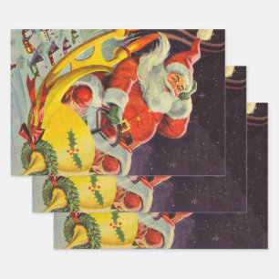 Weihnachten im Vintage-Stil, Santa Claus in einem  Geschenkpapier Set