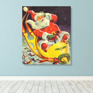 Weihnachten im Vintage-Stil, Santa Claus in einem  Leinwanddruck
