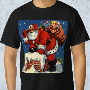 Weihnachten im Vintage-Stil, Santa Claus steigt de T-Shirt