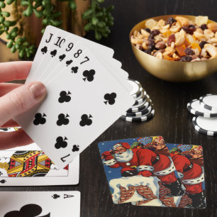 Weihnachten im Vintage-Stil, Santa Claus steigt du Spielkarten