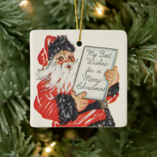 Weihnachten im Vintage-Stil: Santa Claus und Kinde Keramikornament