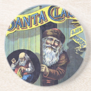 Weihnachten im Vintage-Stil, Santa Claus und sein  Getränkeuntersetzer