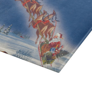 Weihnachten im Vintage-Stil, Santa fliegt mit Schl Schneidebrett
