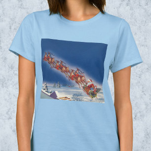Weihnachten im Vintage-Stil, Santa fliegt mit Schl T-Shirt