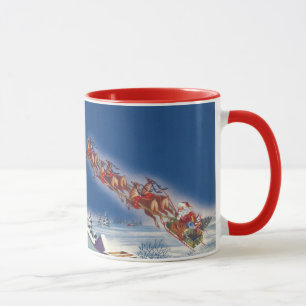 Weihnachten im Vintage-Stil, Santa fliegt mit Schl Tasse