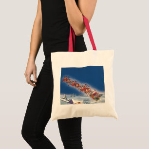 Weihnachten im Vintage-Stil, Santa fliegt mit Schl Tragetasche