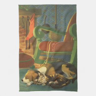 Weihnachten im Vintage-Stil, schlafende Tiere am K Geschirrtuch