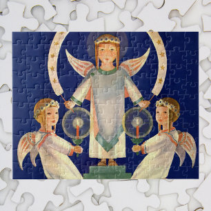 Weihnachten im Vintage-Stil, skandinavische Santa- Puzzle