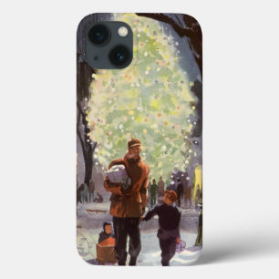 Weihnachten im Vintage-Stil, Vater beim Einkaufen  iPhone 13 Hülle