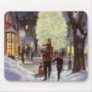 Weihnachten im Vintage-Stil, Vater beim Einkaufen Mousepad