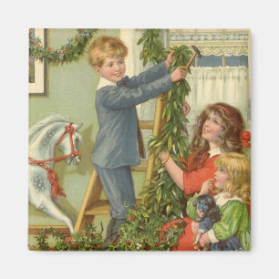 Weihnachten im Vintage-Stil, viktorianische Kinder Magnet