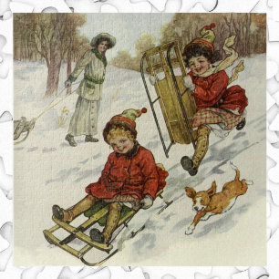Weihnachten im Vintage-Stil, viktorianische Kinder Puzzle