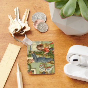 Weihnachten im Vintage-Stil, viktorianische Kinder Schlüsselanhänger