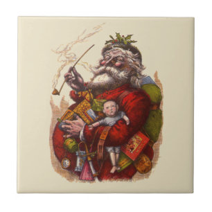 Weihnachten im Vintage-Stil, viktorianische Santa- Fliese