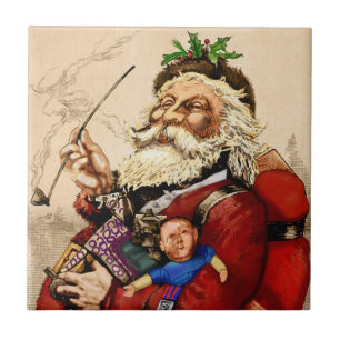 Weihnachten im Vintage-Stil, viktorianische Santa- Fliese