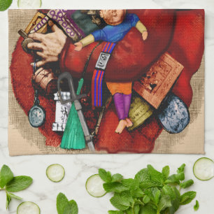 Weihnachten im Vintage-Stil, viktorianische Santa- Geschirrtuch