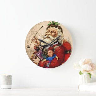 Weihnachten im Vintage-Stil, viktorianische Santa- Große Wanduhr