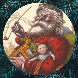 Weihnachten im Vintage-Stil, viktorianische Santa- Runder Aufkleber