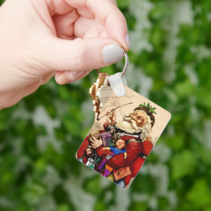 Weihnachten im Vintage-Stil, viktorianische Santa- Schlüsselanhänger