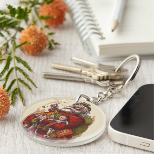 Weihnachten im Vintage-Stil, viktorianische Santa- Schlüsselanhänger