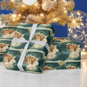 Weihnachten im Vintage-Stil, viktorianischer Engel Geschenkpapier