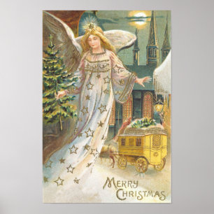 Weihnachten im Vintage-Stil, viktorianischer Engel Poster