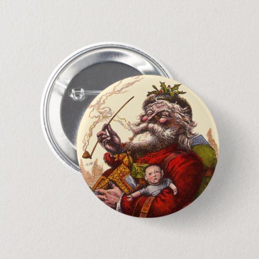 Weihnachten im Vintage-Stil, viktorianischer Weihn Button (Vorne & Hinten)