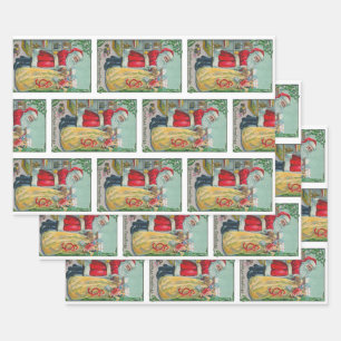 Weihnachten im Vintage-Stil, viktorianischer Weihn Geschenkpapier Set