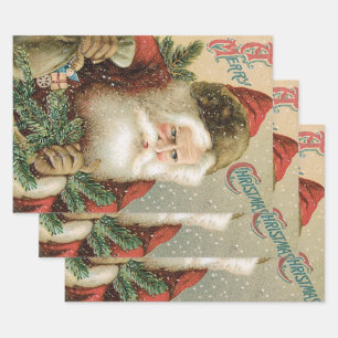 Weihnachten im Vintage-Stil, viktorianischer Weihn Geschenkpapier Set