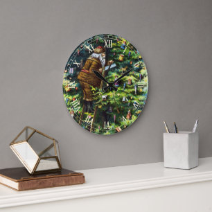 Weihnachten im Vintage-Stil, viktorianischer Weihn Große Wanduhr