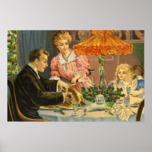 Weihnachten im Vintage-Stil, viktorianisches Famil Poster