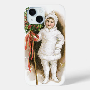 Weihnachten im Vintage-Stil, viktorianisches Mädch iPhone 15 Hülle