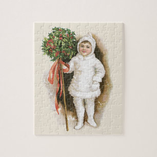 Weihnachten im Vintage-Stil, viktorianisches Mädch Puzzle