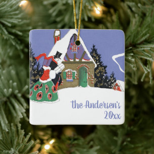 Weihnachten im Vintage-Stil, viktorianisches Paar Keramikornament