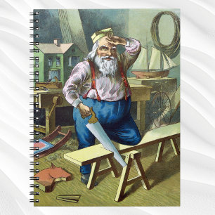 Weihnachten im Vintage-Stil, Weihnachtsmann beim B Notizblock