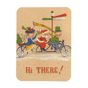 Weihnachten im Vintage-Stil, Weihnachtsmann fährt  Magnet