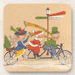 Weihnachten im Vintage-Stil, Weihnachtsmann fährt  Untersetzer