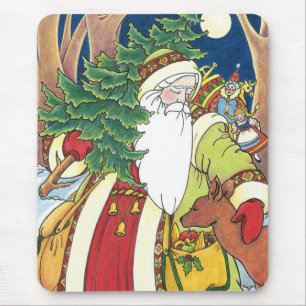 Weihnachten im Vintage-Stil, Weihnachtsmann Hirsch Mousepad