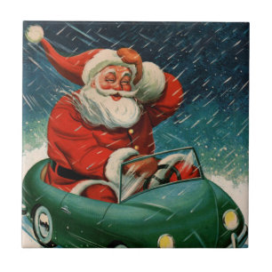 Weihnachten im Vintage-Stil, Weihnachtsmann in ein Fliese