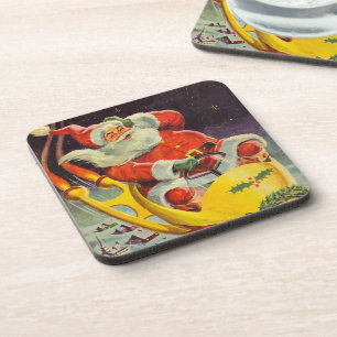 Weihnachten im Vintage-Stil, Weihnachtsmann in ein Getränkeuntersetzer